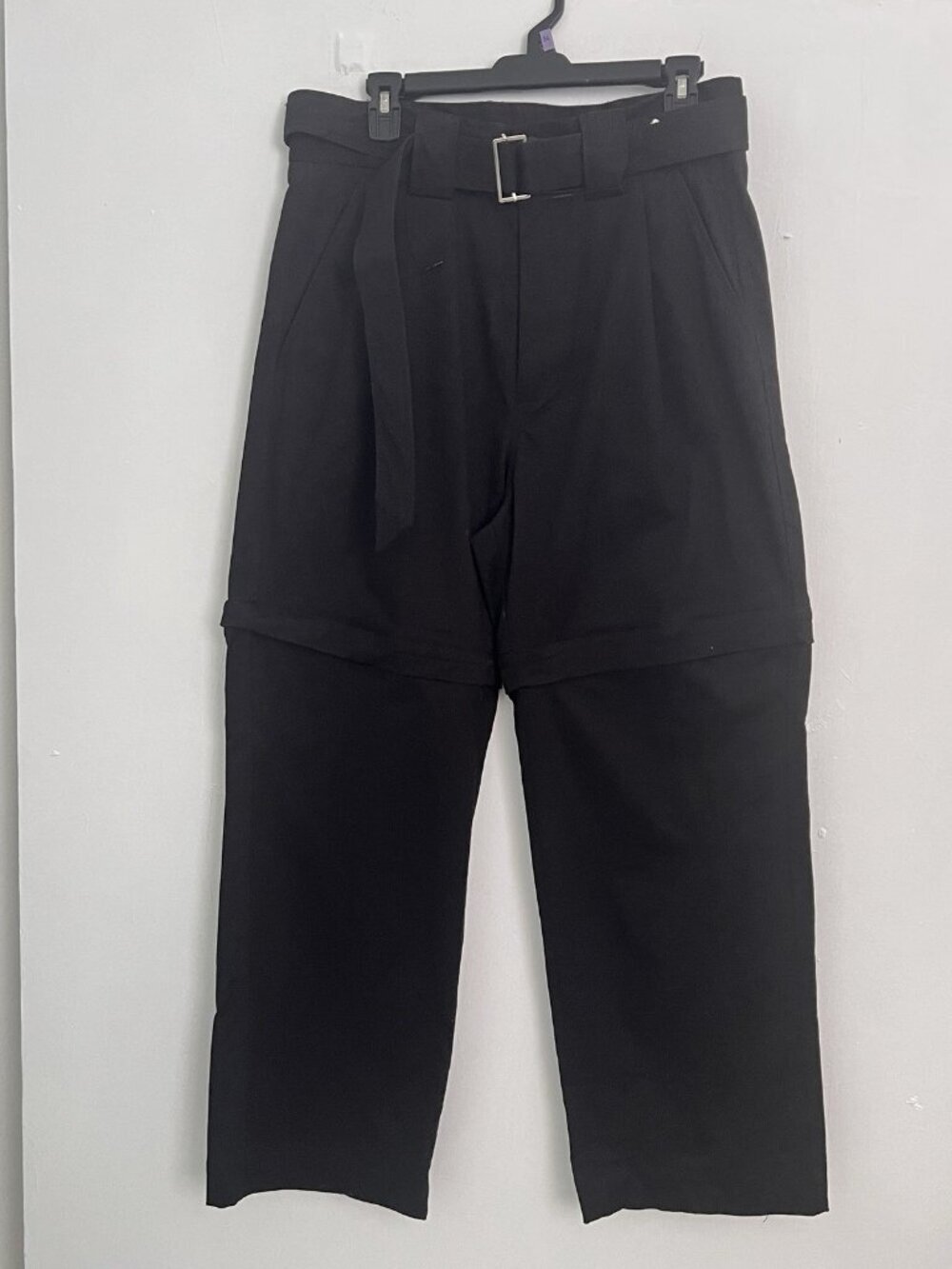 NEW ZARA Cargo Pants Black Convertible 2-in-1 Zip-Off to Shorts High Waisted  31